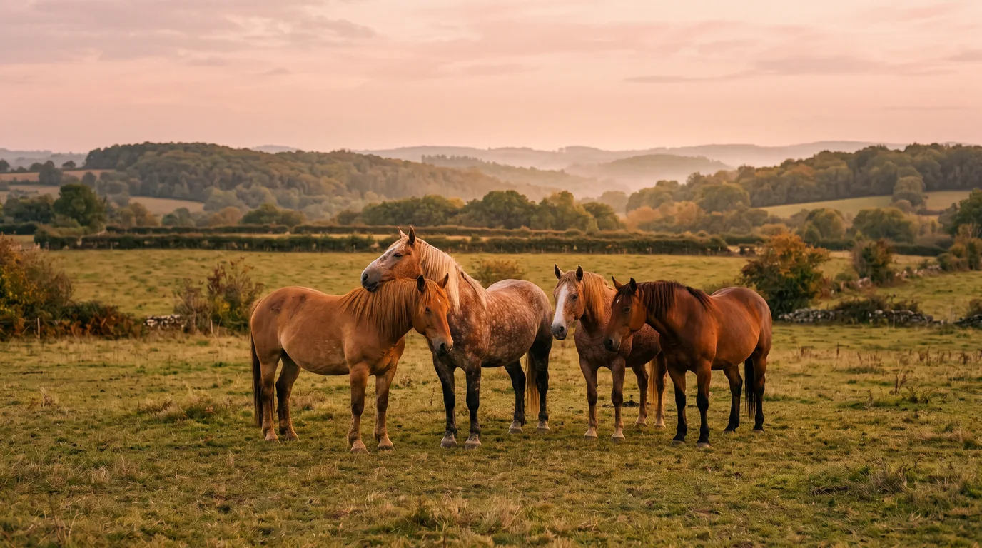 Les chevaux du Ecurie des Mazières en liberté, Dordogne